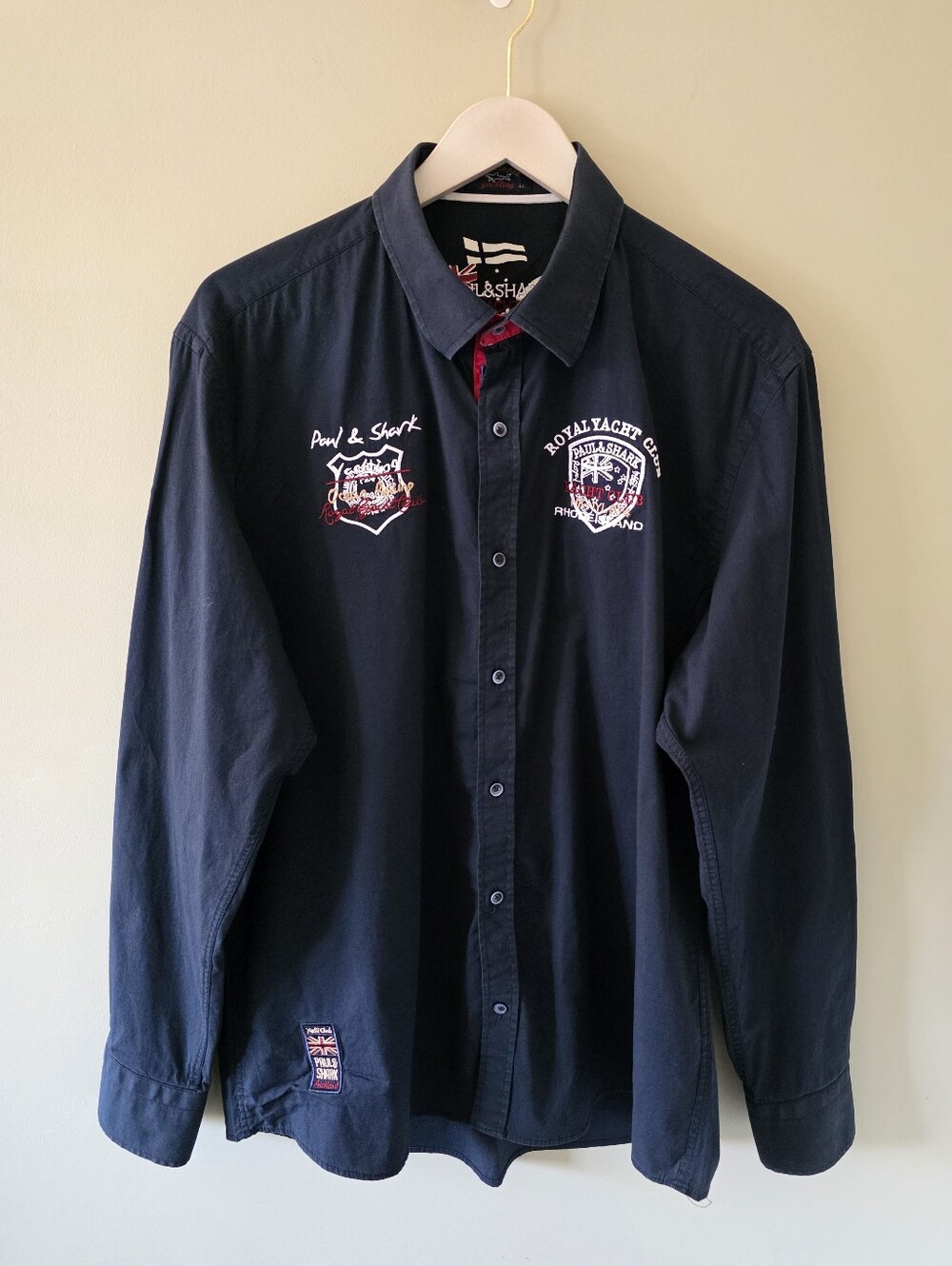 NWOT Paul & Shark L Modern Academia Nautical Yacht Club Embroidered Button Shirt - Picture 2 of 16